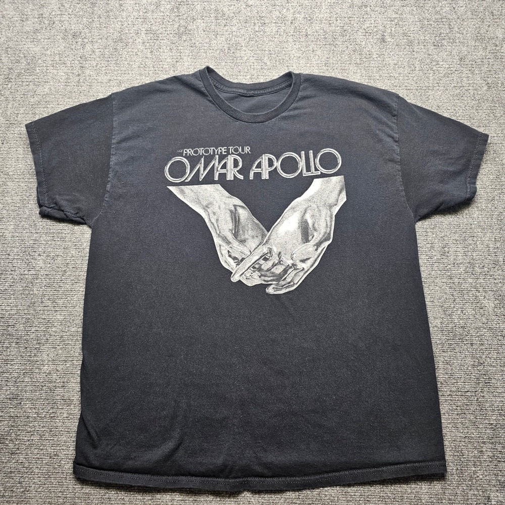 Omar Apollo Prototype Tour Black Graphic T-Shirt Concert Merch Mens Large